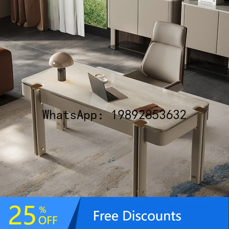 

XL Minimalist Light Luxury Desk High-end Leather Finish Computer Desk Marble Study Office Desk