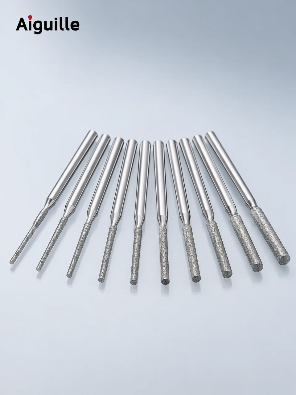 Aiguille 20pcs Cylindrical Straight Diamond Grinding Heads 150# 3mm Shank for Jade Repair and Fine Polishing