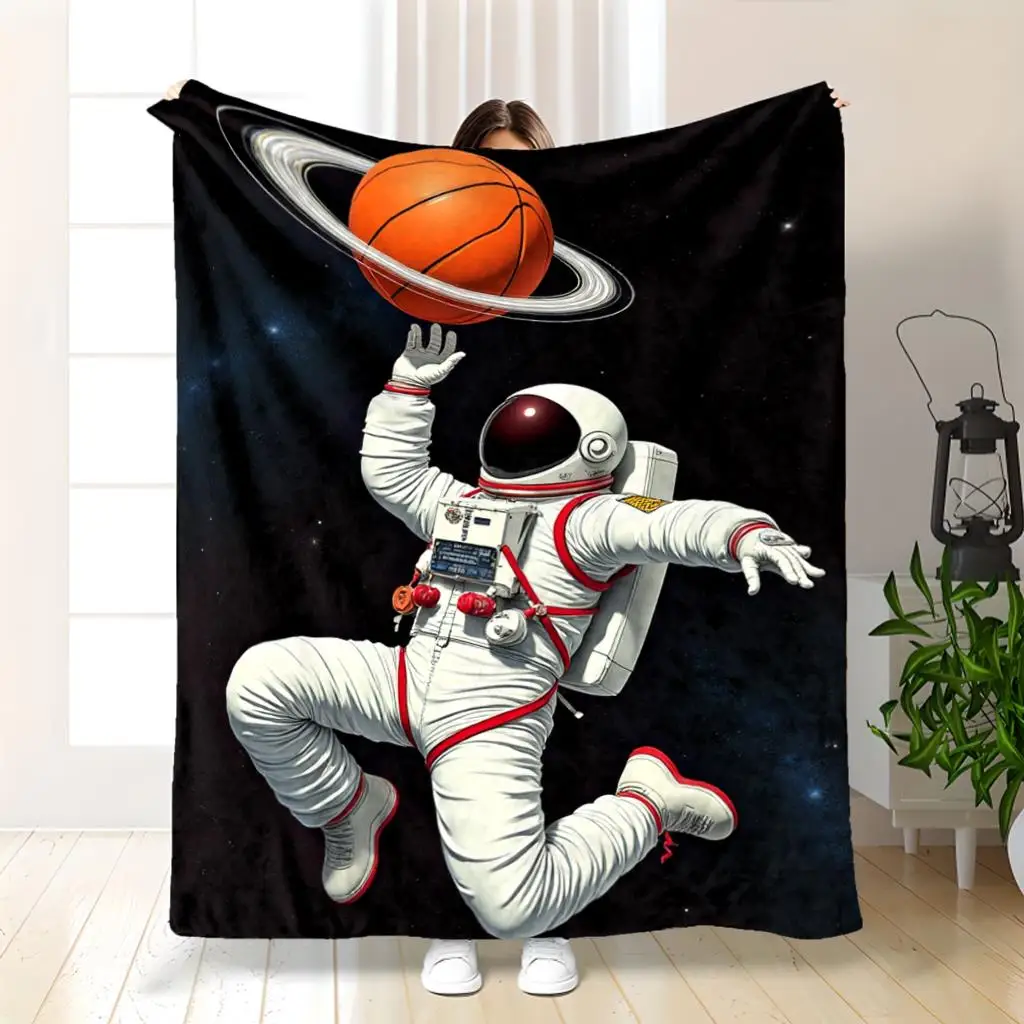Giant Space Astronaut Basketball Blanket Throw 150x200cm Galaxy Science Fiction Cartoon Decor Cozy Gift for Sofa Home