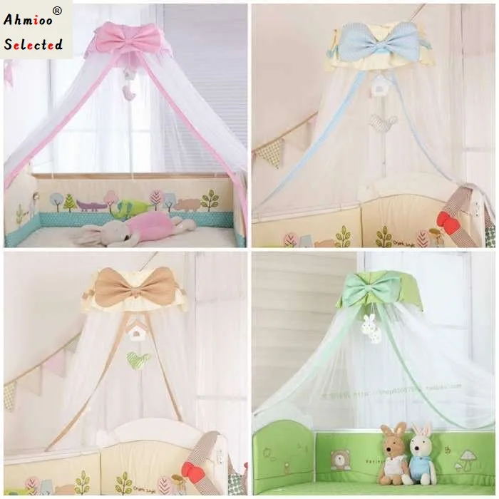 Premium Baby Crib Mosquito Net Infant Portable Folded Canopy Boy Girl Summer Round Net Portector Children Bed Valance with Stand