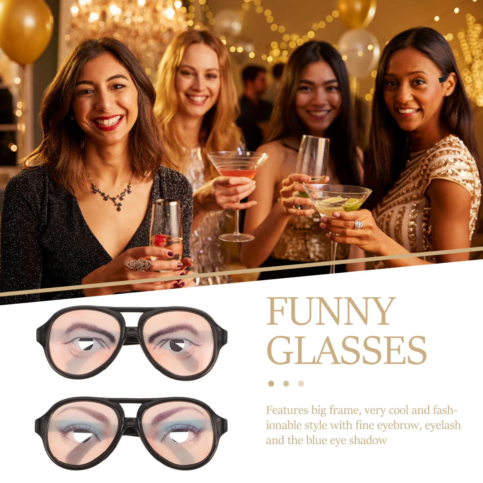 2개입 재미있는 안경 큰 프레임 장난 안경 할로윈 코스프레 파티 의상 농담 안경 성인용 기발한 선물