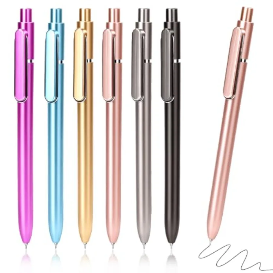 

6 Pack Gel Pens, 0.5mm Gel Ink Pens, Retractable Gel Pen Bulk Roller Ball Fine Point Quick Drying Pens for Smooth Writing, Colo