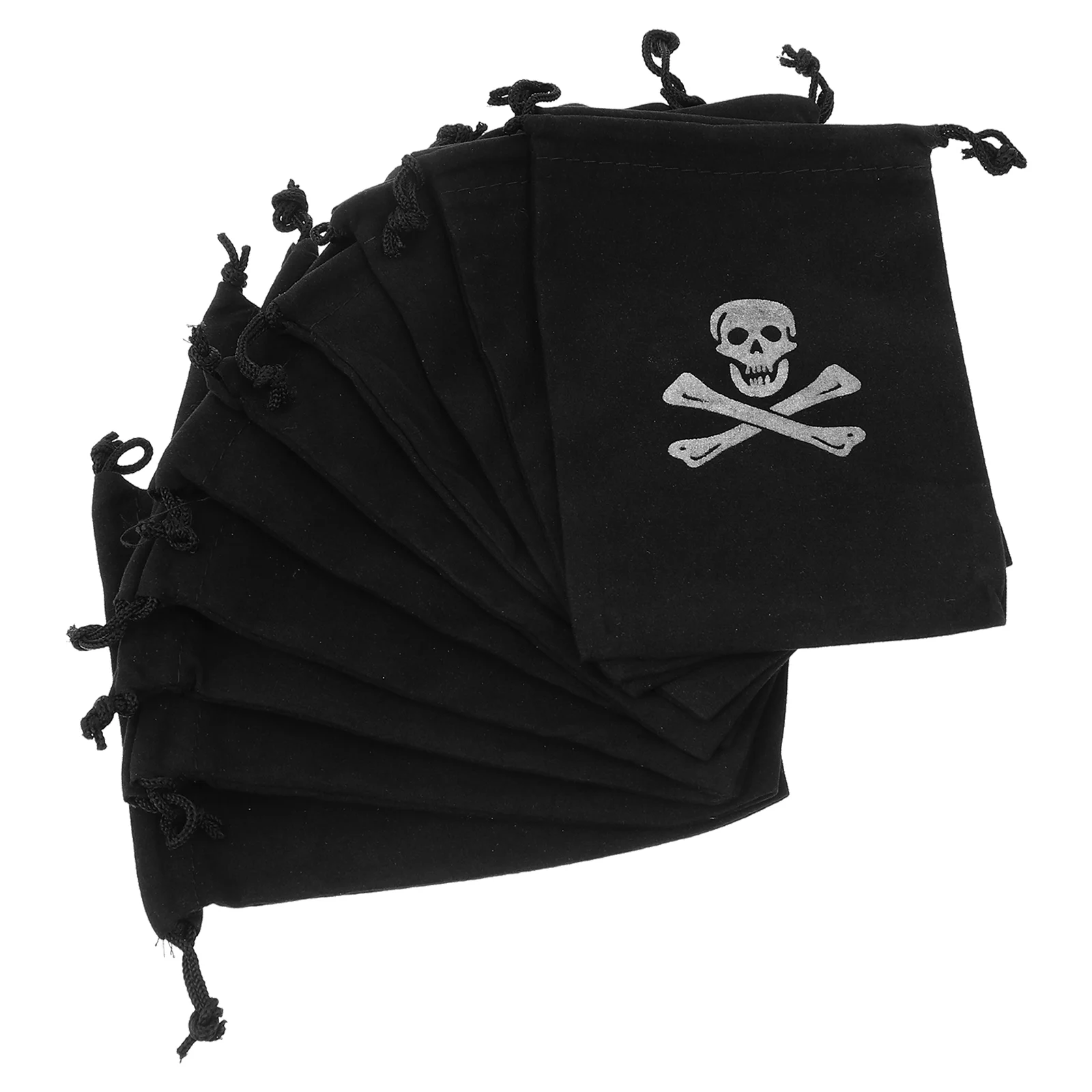 10 Pcs Pirate Drawstring Bag Halloween Accessory Booty Party Storage Polyester Themed