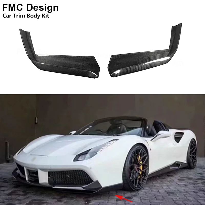 Dry Carbon Fiber For Ferrari 488 GTB 2015-2018 Front Lip Splitters Aprons Case Head Bumper Side Flap Upgrade Body kit