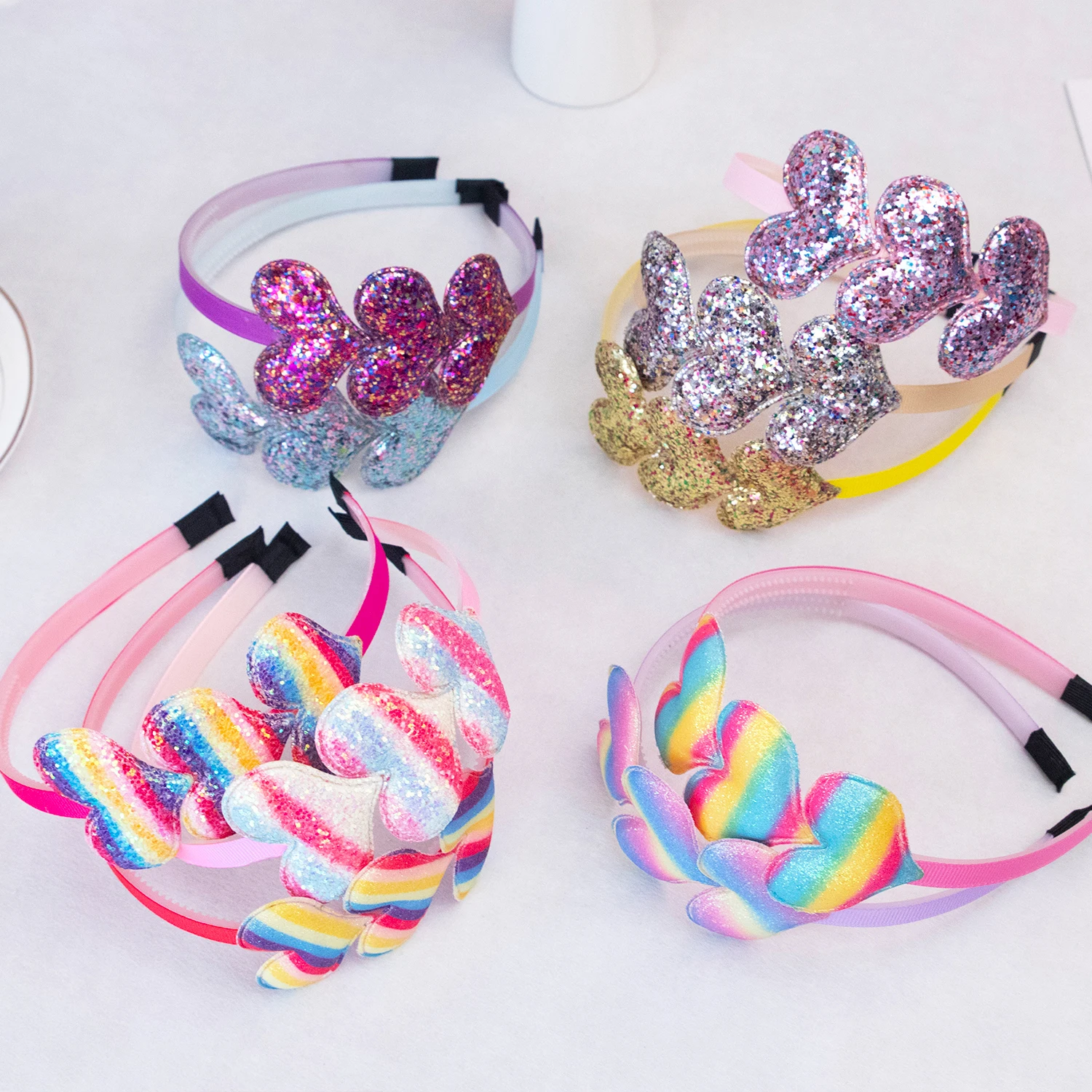 1PC Heart Shaped Headbands for Girls Glitter Heart Hairbands Teeth Hairhoops Children Kids Hair Accessories