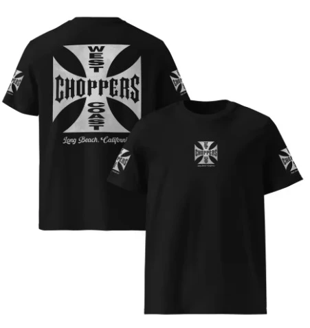 2026 new Vintage motorcycle-style cross-patterned printed front and back sleeveless riding T-shirt