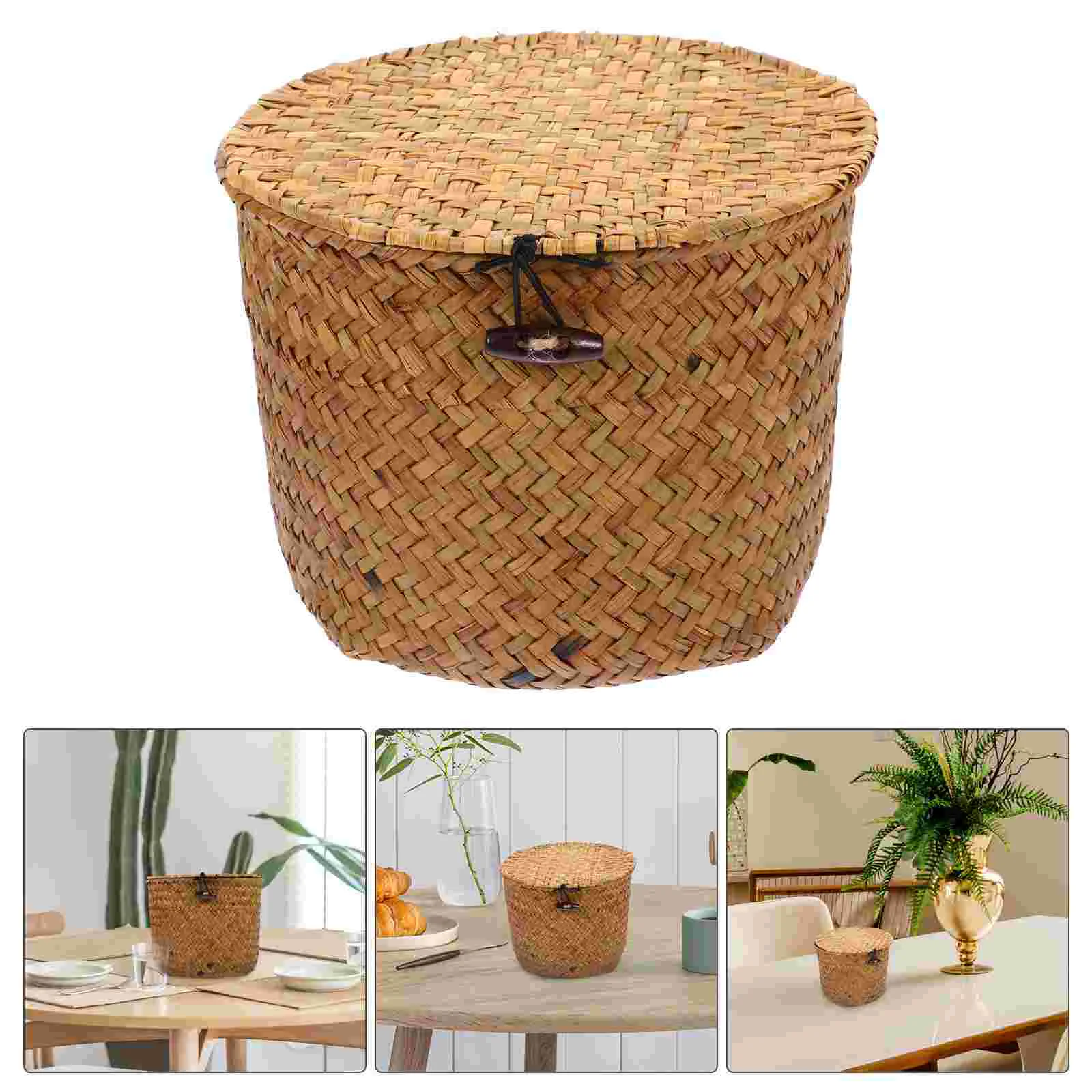 

Storage Box with Lid Seagrass Basket Toilet Paper Stand Organizer Baskets for Decorative Shelves Hamper