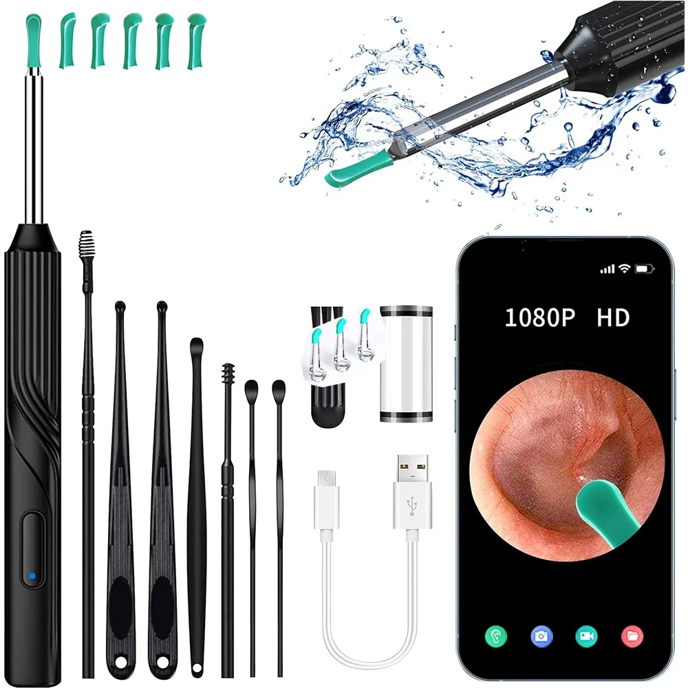 Smart Visual Ear Pick Ear Wax Reomoval Tool With 8pcs Set Ear Cleaner With1080P HD Otoscope Camera and 6 LED Lights