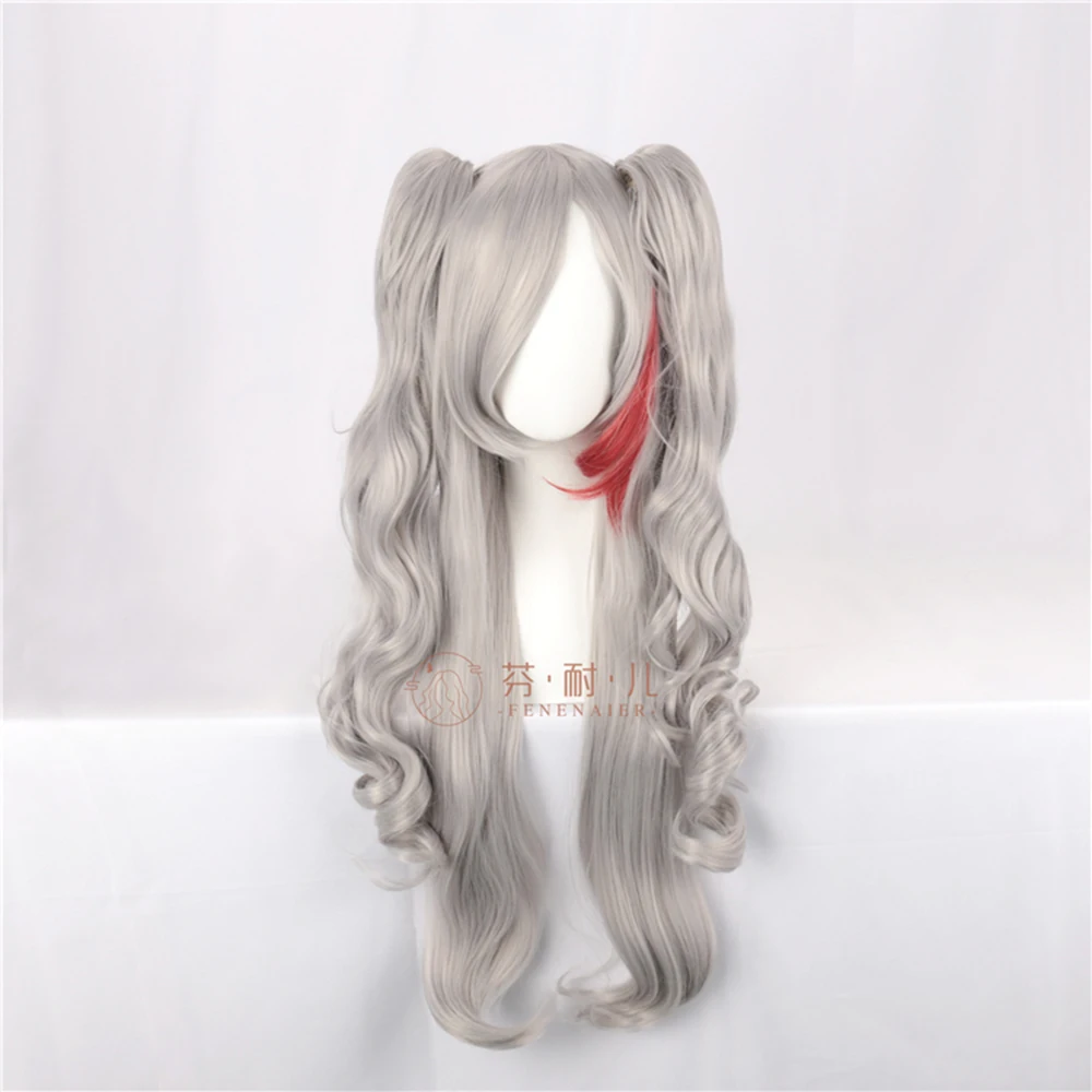 Game Azur Lane Prinz Eugen Wig Cosplay Long Curly Double Ponytail Heat Resistant Synthetic Hair Halloween Party Wigs + Wig Cap