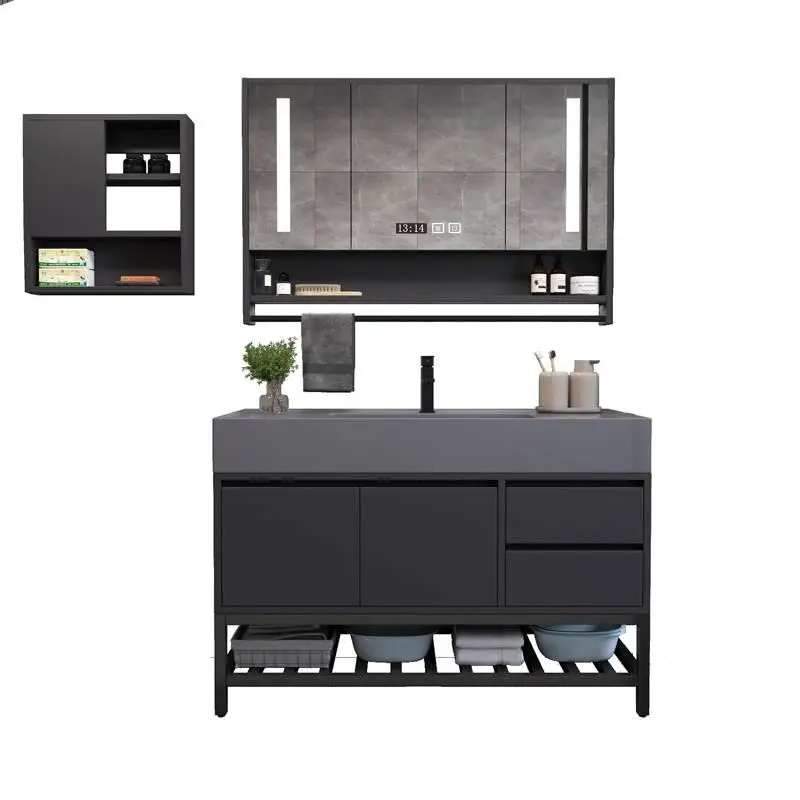 

Floor-to-ceiling nano, smart slate bathroom cabinet combination, modern simplicity