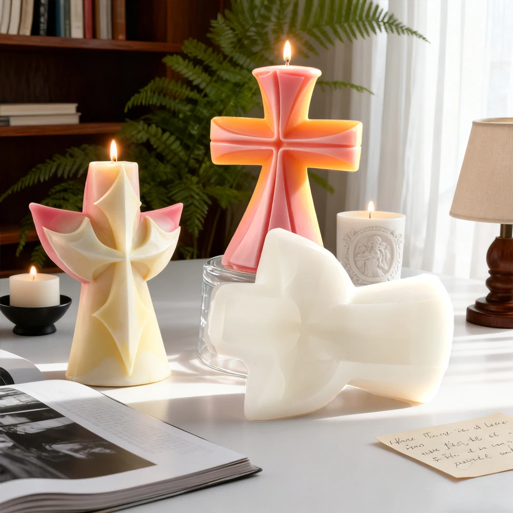 Creative Cross Epoxy Resin Silicone Mold Handmade Aroma Candle Mould DIY Cross Gypsum Decoration Crafts Molds