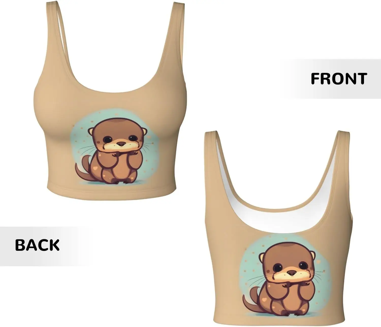 かわいいカワウソプリントのスポーツベスト、女性用、柔らかく通気性があり、フィットネスやカジュアルウェアに最適です。