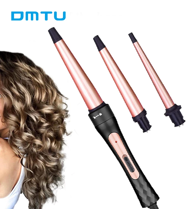 3 in 1 Multifunctional Curling Iron 3 Interchangeable Curling Wand Set Ceramic Barrel Professional Hair Curler