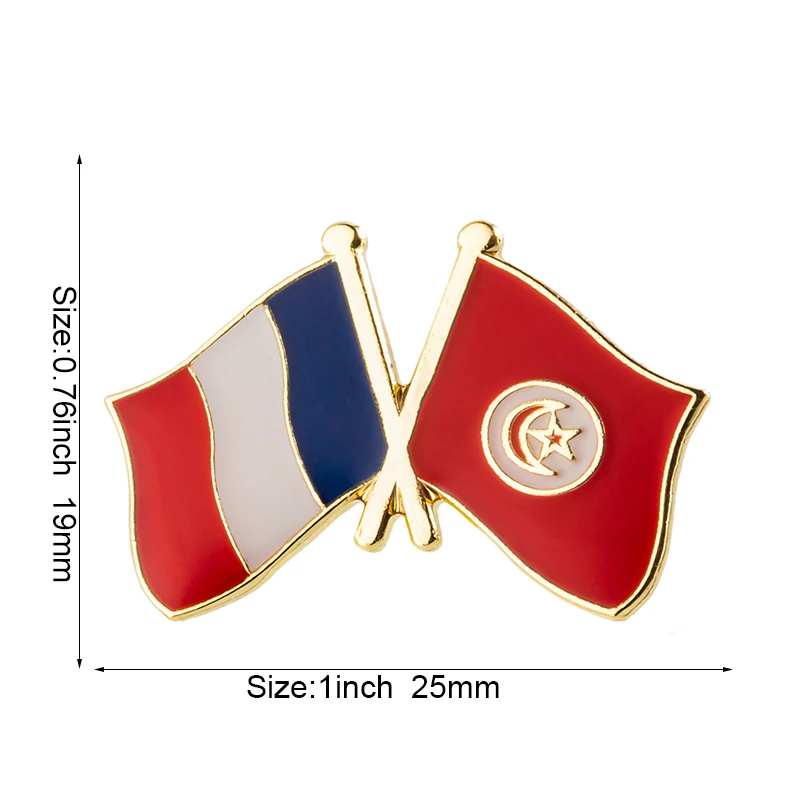 Frankreich & Tunesien Freundschaftsflagge Metall-Anstecknadel Flaggen-Pin Abzeichen