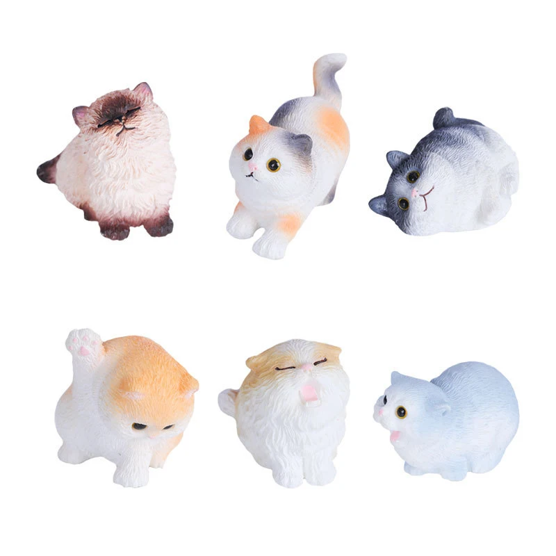 1PC cartone animato carino mini modello animale carino gatti in resina ornamento gattino figurine simulazione animale micro paesaggio artigianato