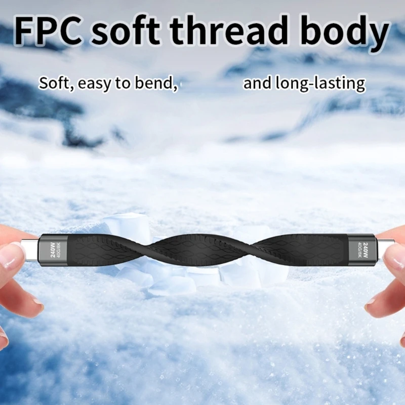 สาย USB4 240W ชาร์จเร็ว Type C ถึง Type C รองรับการถ่ายโอนข้อมูล 40Gbps