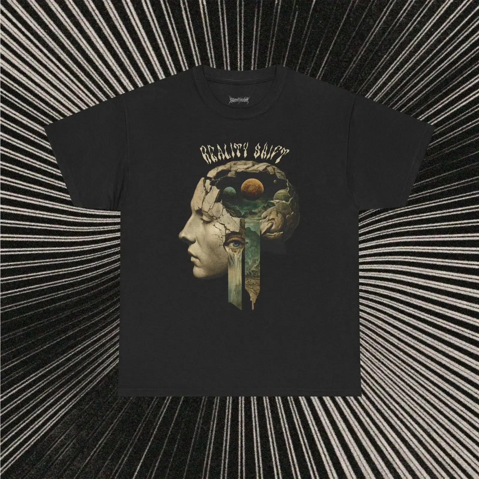 Reality Shift Trippy Psychedelic Surrealism Art Heavy Cotton T Shirt Spiritual Alternative Rock For Bohemian Festival vintage