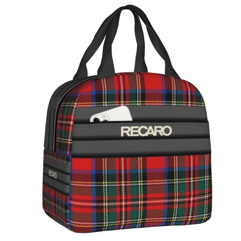 Recaros Logo Lunch Bag, À Prova de Fugas, Refrigerador, Térmica, Isolado, Caixa para Mulheres, Crianças, Trabalho, Escola, Piquenique, Viagem, Comida, Sacolas