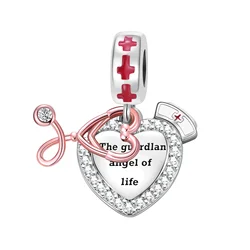 925 Sterling Silver Love Stethoscope Pendant Charm Fit Charms Bracelets Women DIY Jewelry Gift
