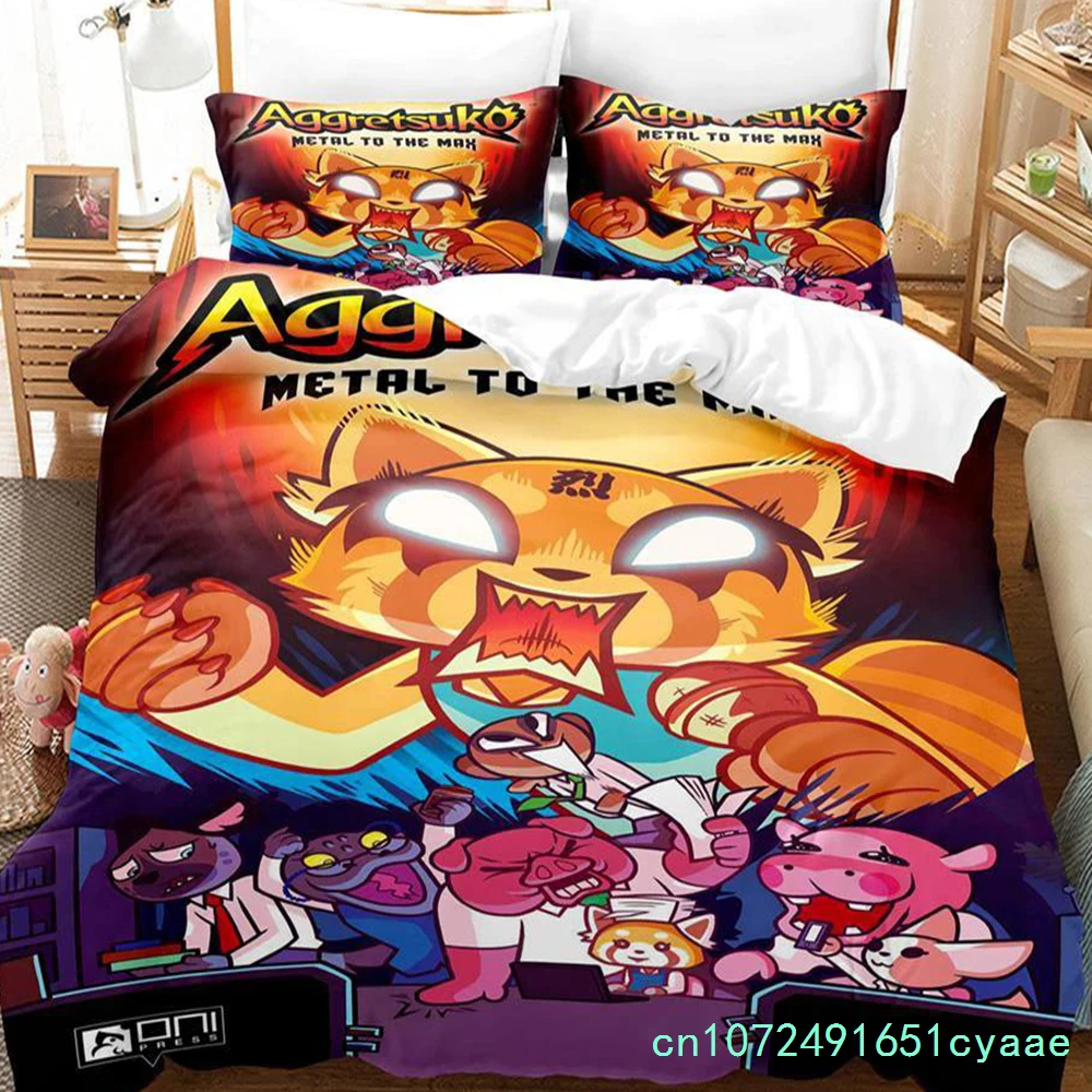 Cartoon Aggretsuko Bedding Set Duvet Cover Bedroom Comforter Covers Single Twin King ​Size Quilt Cover Home Textile 2/3PCS