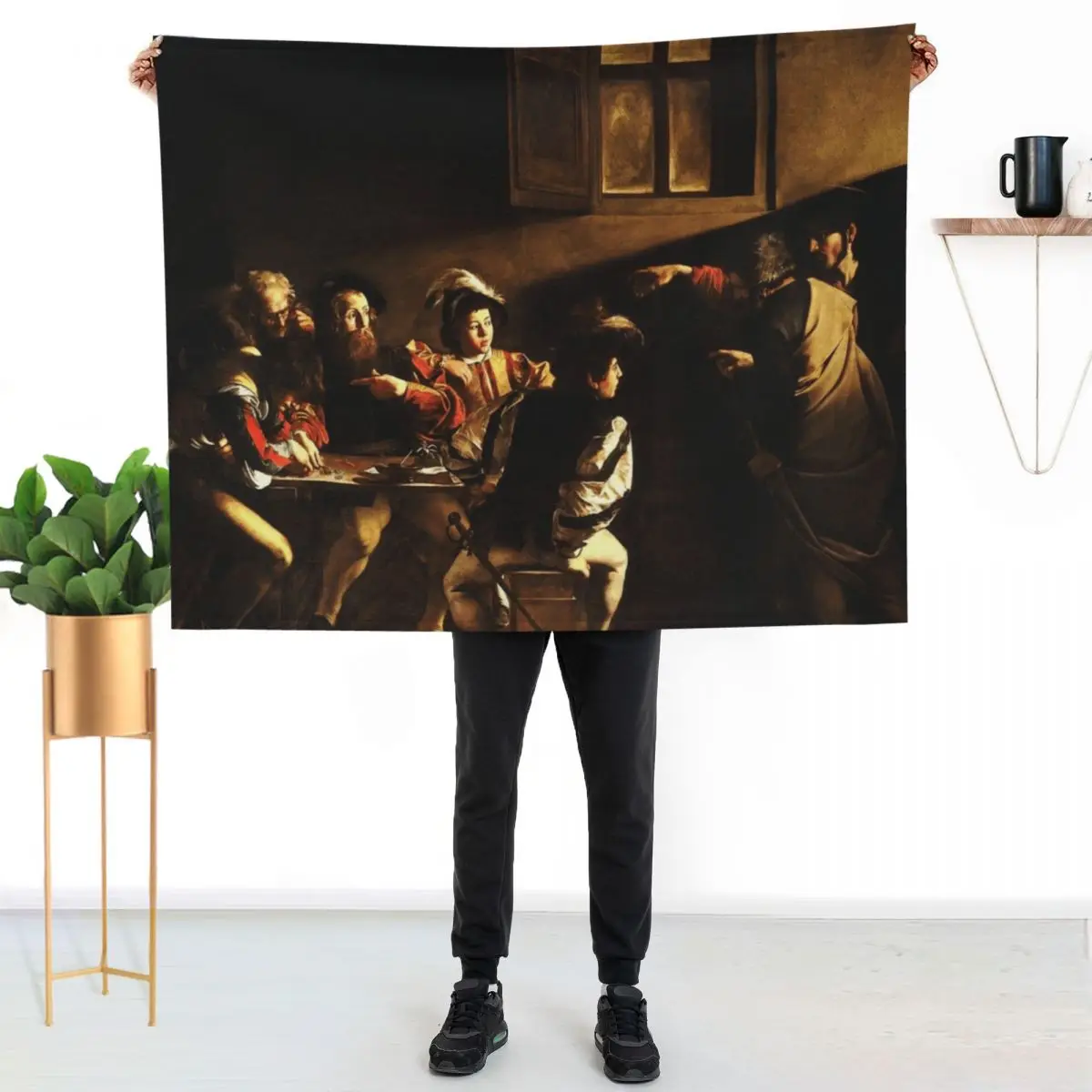 Caravaggio The Calling Of Saint Matthew Throw Blanket Softest Personalized Gift Stuffeds Luxury St cosplay anime Blankets