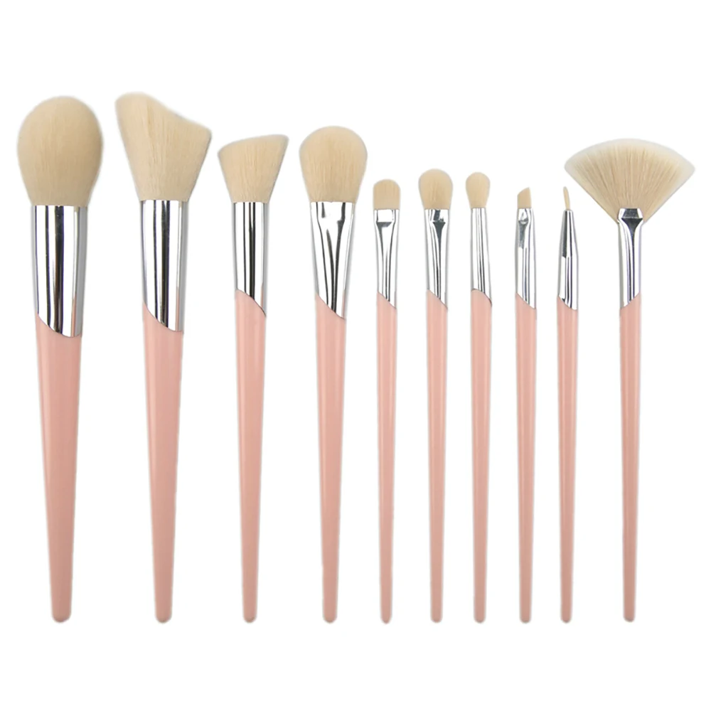 7/10 Pcs Slant Tube Makeup Brush Set for Foundation Blush Powder Eye Shadow Blending Beauty Tools Private Label Custom Bulk