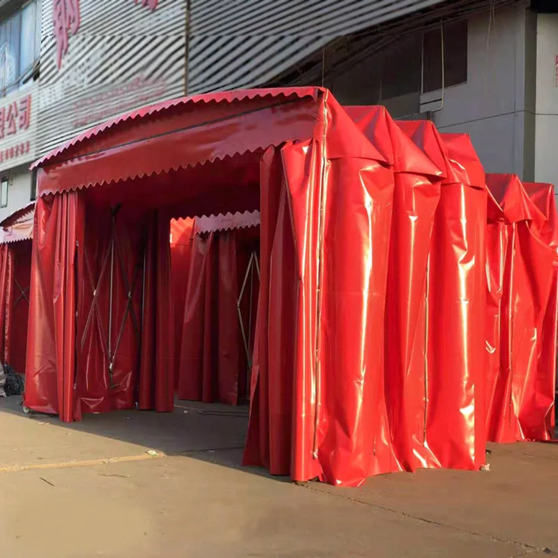Mobile push-pull canopy Outdoor large warehouse tent Telescopic folding canopy Activity shrinkage Factory parking shed