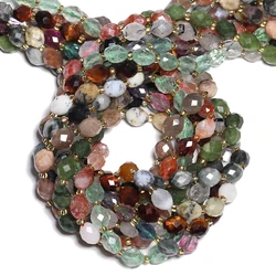 Natural Faceted Stone Beads Fluorite Tiger Eye Jade Loose Spacer Beads for Jewelry Making DIY Bracelet Necklace