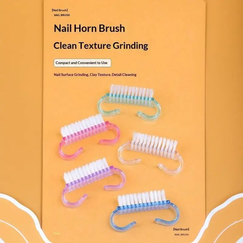 Colorful Nail Cleaning Brushes Soft Dense Bristles Ergonomic Handle for Home Salon Manicure Pedicure Use