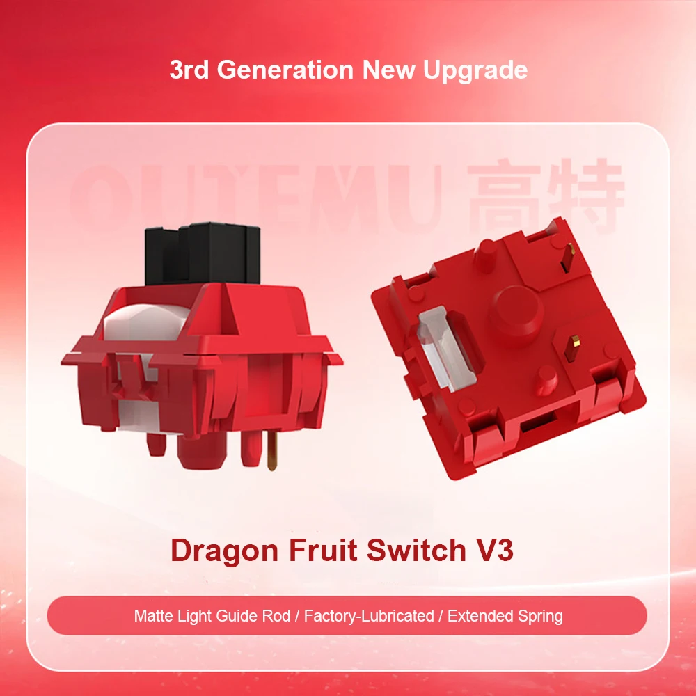OUTEMU Dragon Fruit Switch V3 Linear Switches Pok Axis Core For Mechanical Keyboard Mahjong Sound 5Pin Custom Gaming MX Switch