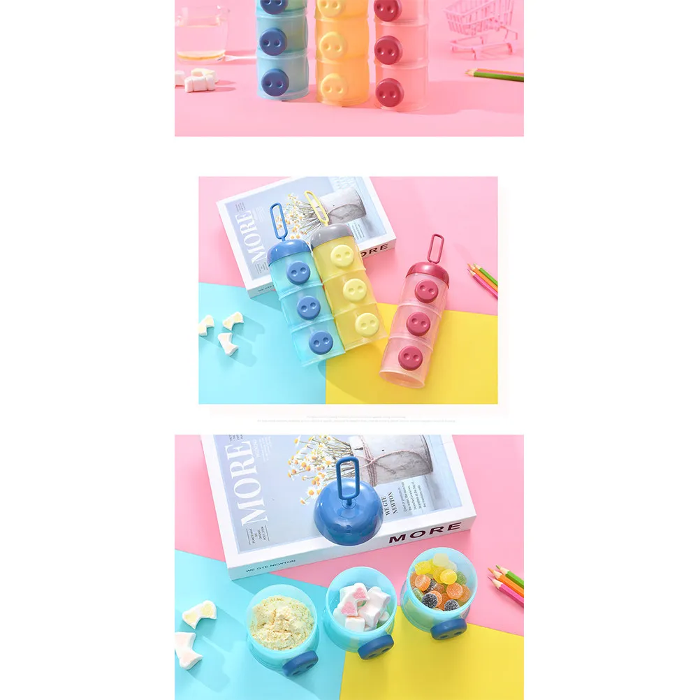 

3 Layer Stackable Baby Milk Powder Dispenser Portable Sealed Formula Container with Pig Design for Snacks Oatmeal Fruit Nut