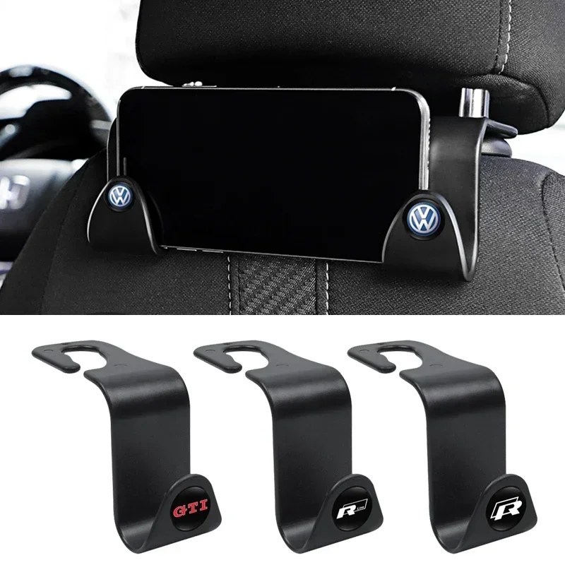 

Car Emblem Seat Back Storage Hook Organizer Holder For VW GTI Polo Golf Passat Tiguan Arteon Touareg CC Taigo Caddy T-ROC Beetle