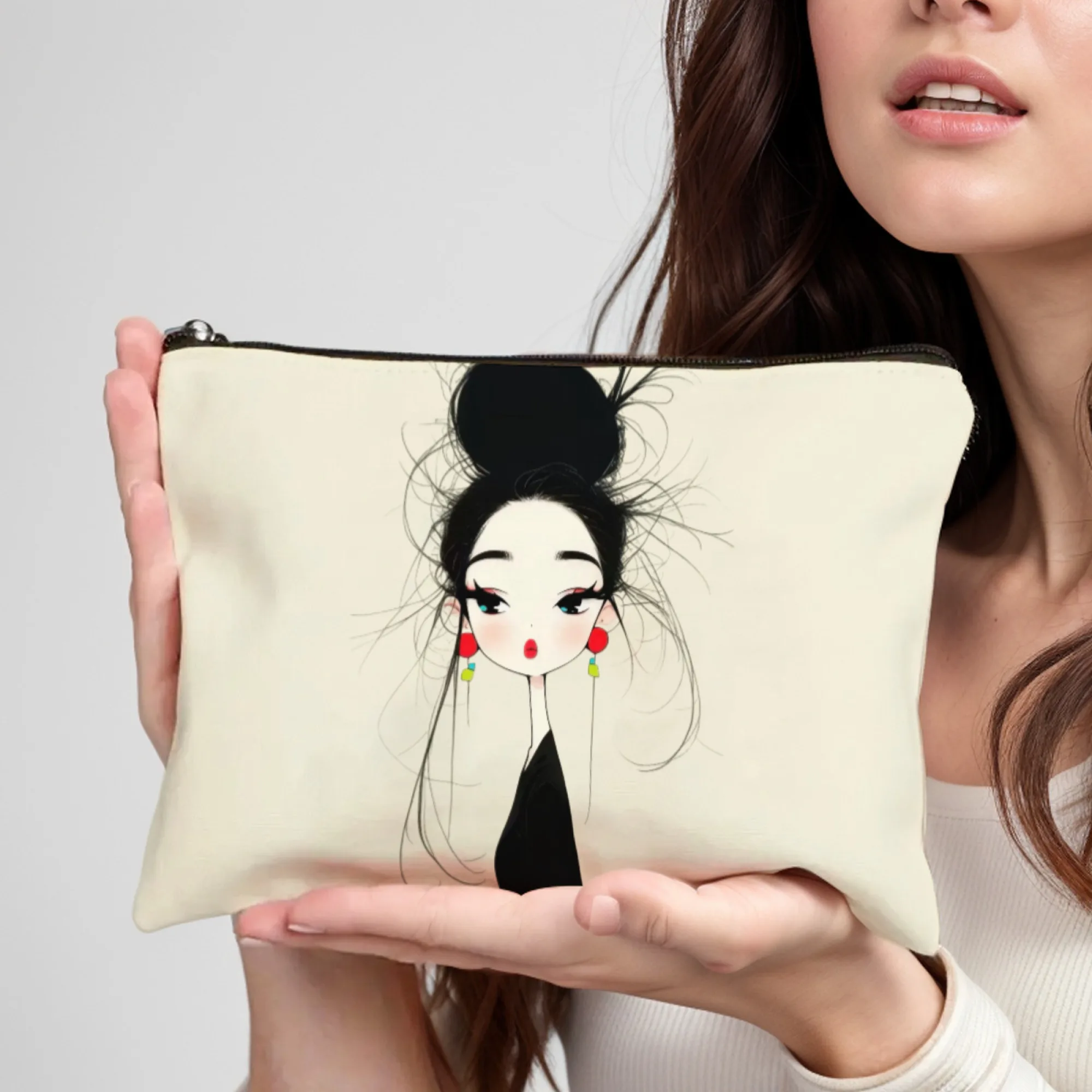 

Легкая портативная косметичка «Sketch Girl» с застежкой-молнией идеально подходит для рождественских подарков, органайзер для путешествий