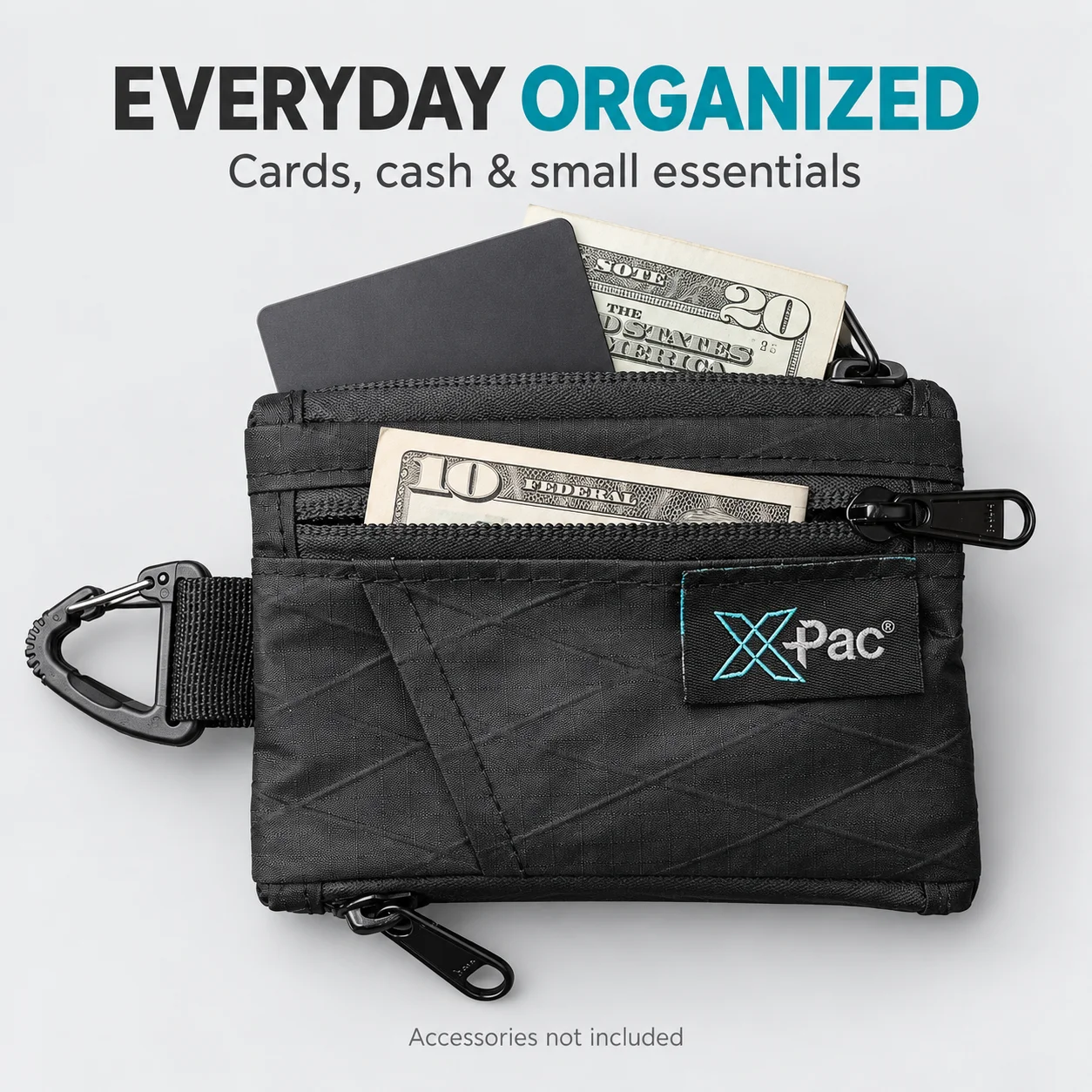 EDC 5-Pocket Multi Pouch X-PAC Wallet Small Keychain Coin Pouch with YKK Zipper EDC Pocket Organizer Utility Pouch for Cards