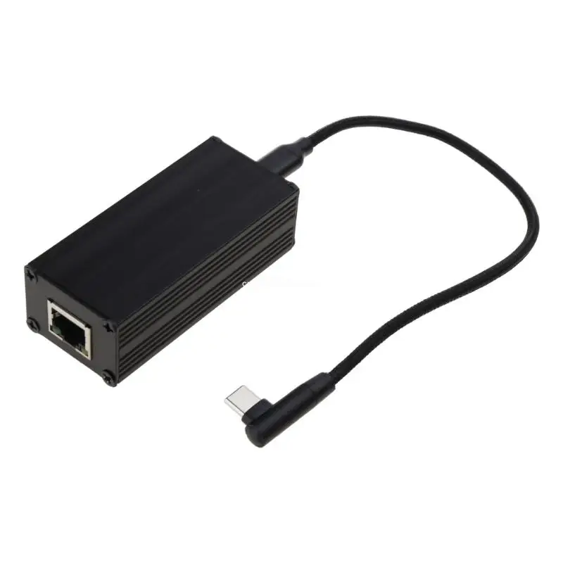 PoE to Type-C Converter 48V PoE to UsbC Ethernet Adapter Card 10/100Mbps PD3.0 Charging 1500V High-Voltage Isolation Dropship