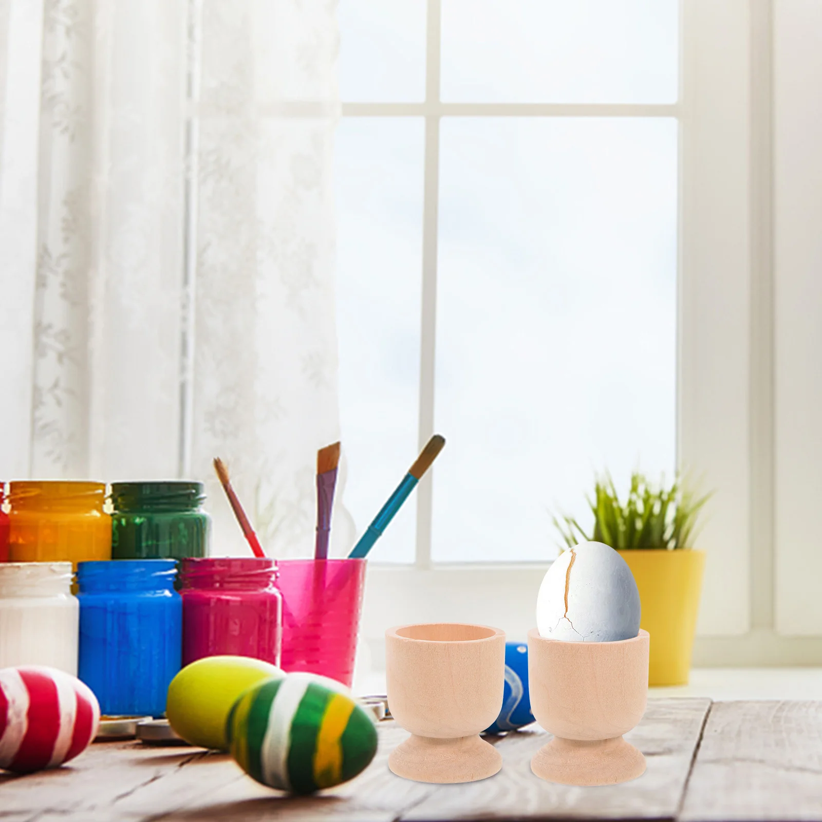 

15pcs Wooden Egg Holder Diy Unfinished Easter Smooth Surface Friendly For Home Kitchen Party Wedding Decoration Crafts