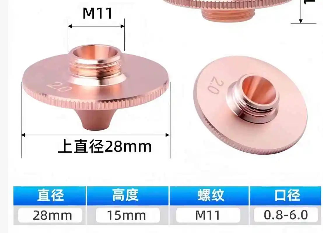 

The D28 high-speed single-layer laser nozzle, constructed from red copper, exhibits competitive pricing advantages.