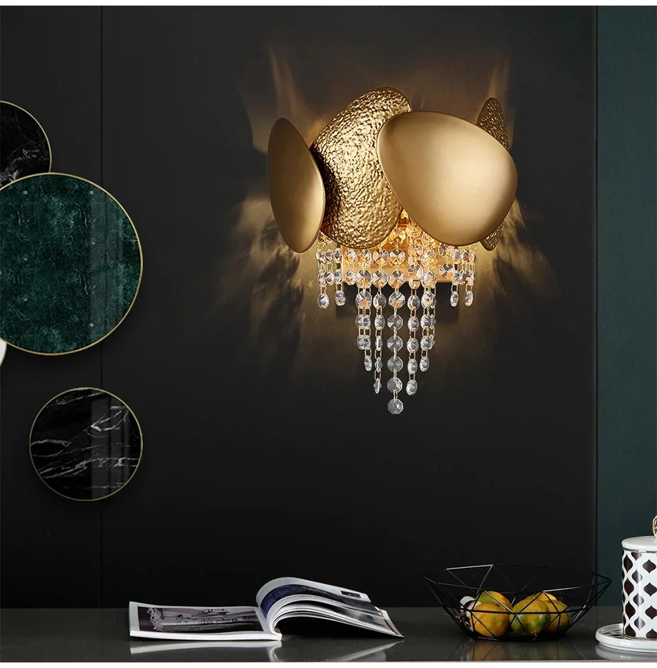 

Luxury Crystal Wall Lamp Creative Egg Design Living Room Wall Sconce Modern Gold Home Decor Lighting Led Bedroom Cristal Lustre