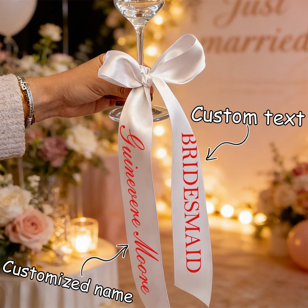 Custom Name Text Bow Ribbon Personalized Bridesmaid Souvenir Bouquet Extra Large Ribbon Party Decoration Gift Custom Name Ribbon