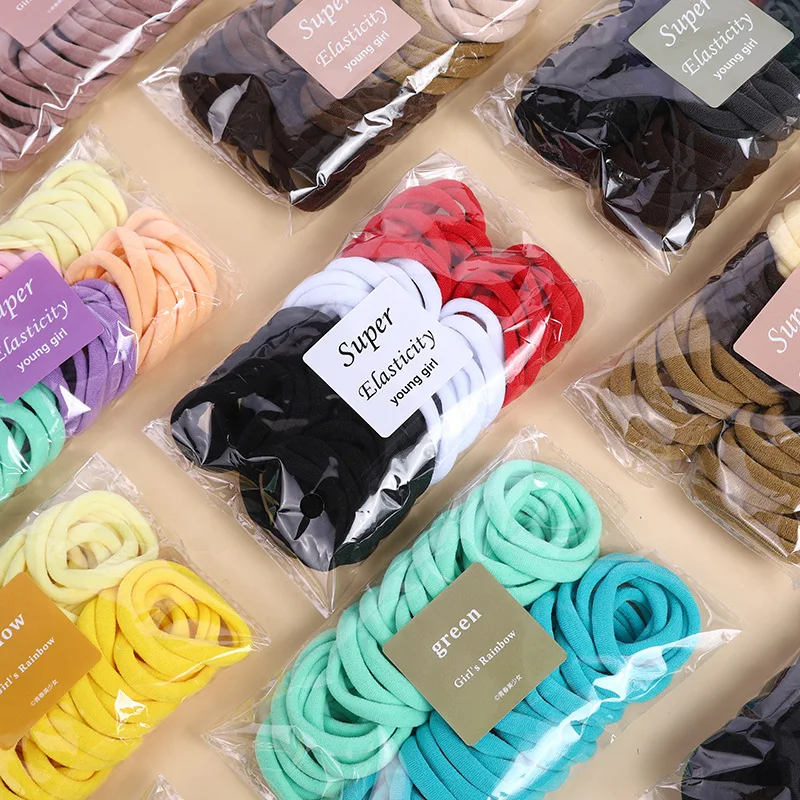 48Pcs 4CM Large Elastic Hair Bands Girls Colorful Nylon Headband For Children Ponytail Holder Scrunchie Women Hair Accessories