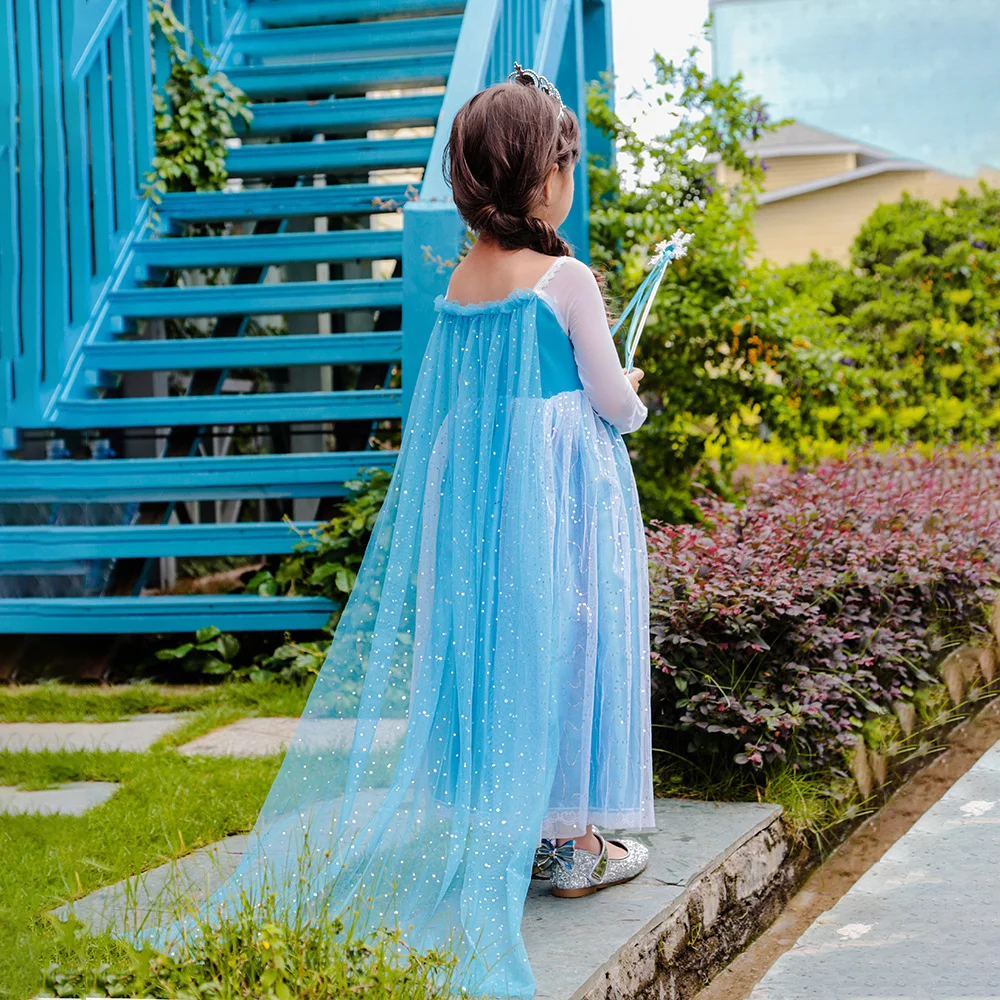 Vestido de niña de flores azul para boda, actuación de rol, tul, fiesta de cumpleaños, vestidos de baile de primera comunión, regalo de princesa para niña