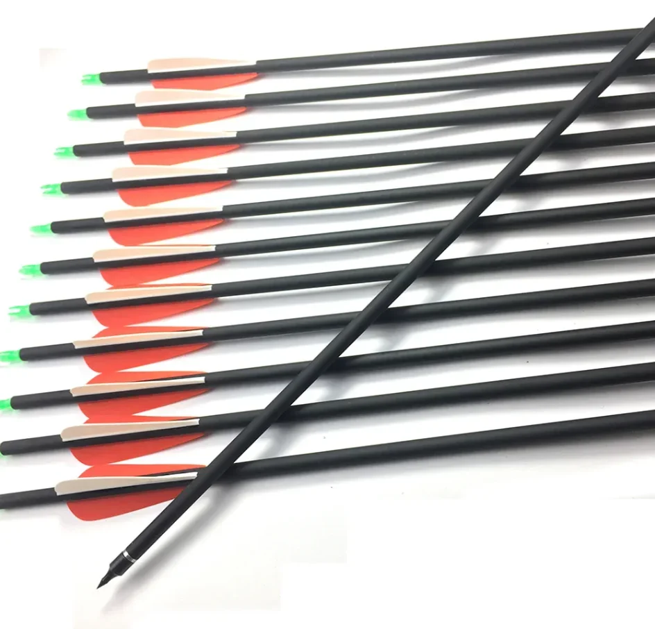 New Carbon Arrow 28"/30"/32" Archery Arrows Spine500 Changeable Arrowheads Plastic Feathers for Hunting Compound Bow Arrows