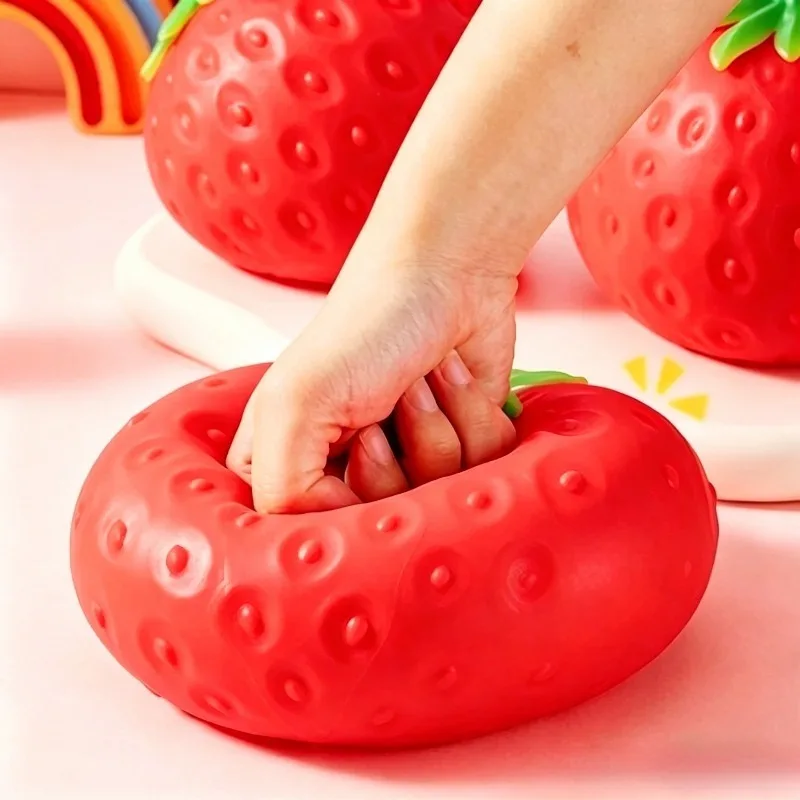 Juguete Sensorial Antiestrés de Fresa Gigante, Bola de Ventilación Elástica de Ascenso Lento, Juguete Sensorial para Adultos, Regalos