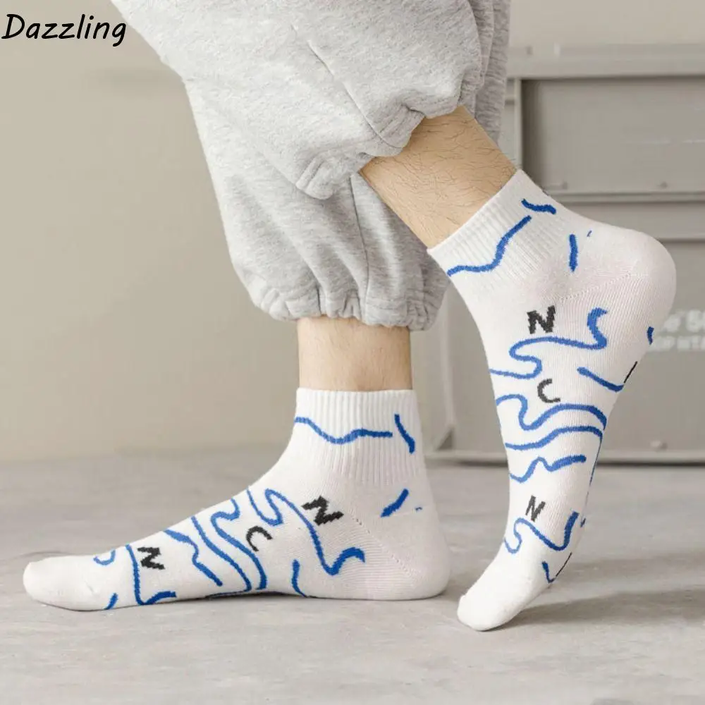 

5Pairs Comfortable Cotton Men's Mid-calf Socks Simple Non-slip Men Tube Socks Hosiery Breathable Sports Ankle Sock Summer