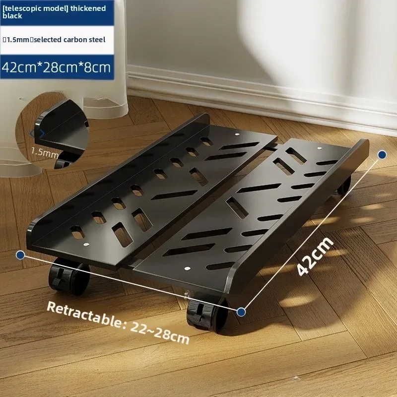 حامل وحدة المعالجة المركزية المحمول القابل للتعديل لسطح المكتب تحت المكتب وحامل وحدة المعالجة المركزية للتهوية مع حامل برج الكمبيوتر مع حامل صينية الكمبيوتر بعجلات مكون من 4 عجلات #3