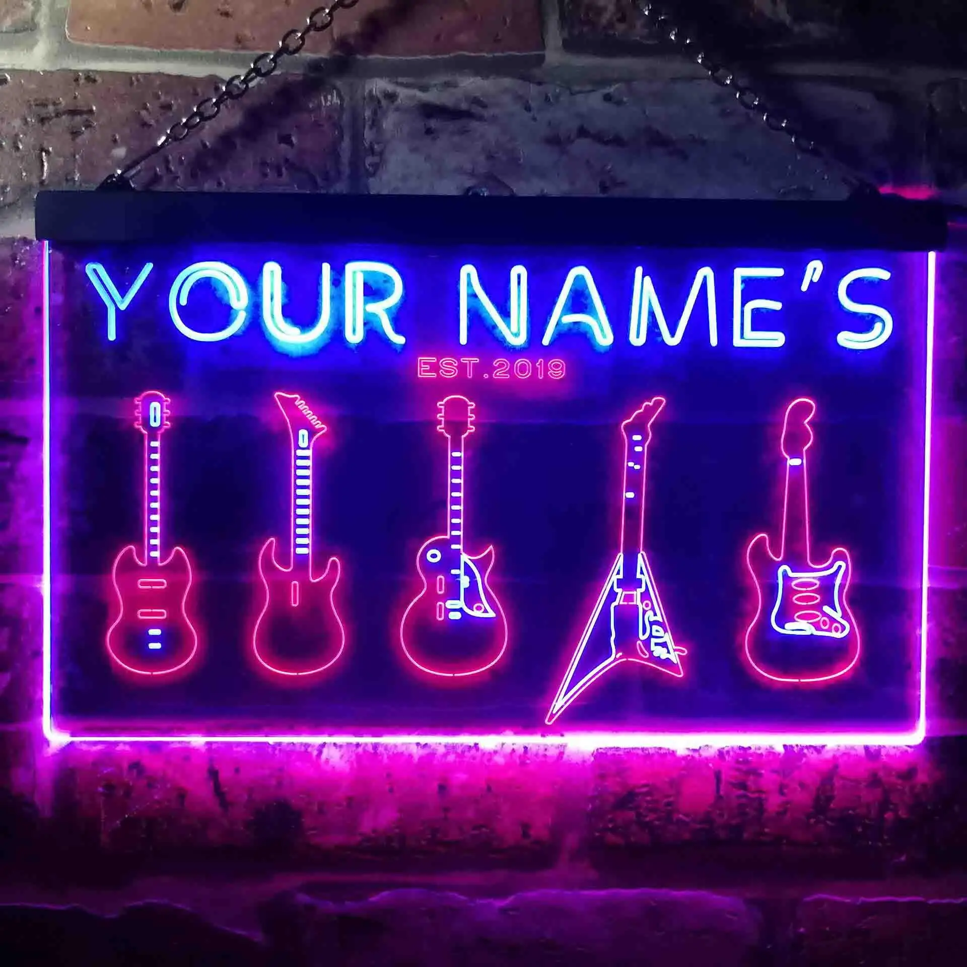 Personalized Guitar Maniac Dual Color Led Neon Sign st6-qp1-tm