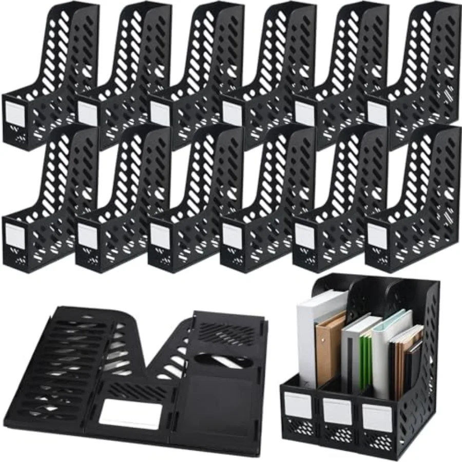 

Glenmal 12 Pack Magazine Organizers Binder Organizer for Desk Plastic Vertical File Holder Magazine Racks Desk Accessories for