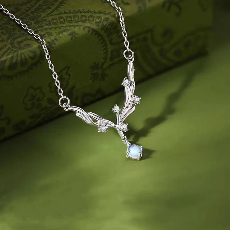 Mistletoe Necklace Luxury High Grade Zircon Moonlight Crystal Necklaces Fashion Versatile Creative Gift For Women KOFSAC