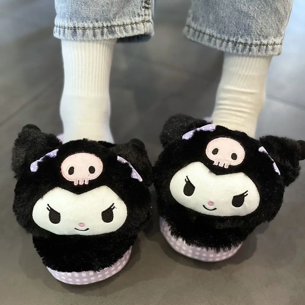 

Sanrio Hello Kitty Kuromi My Melody Pom Pom Purin Cinnamoroll, хлопковая обувь, зимние теплые домашние тапочки, милые хлопковые тапочки для девочек