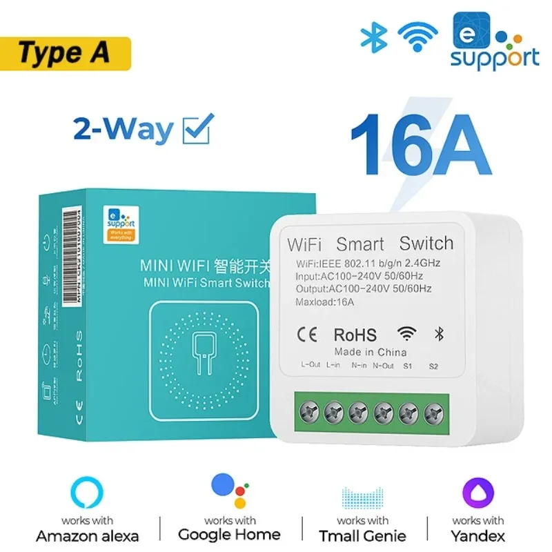 Aubess Ewellink Wifi Switch 16A Supports 2-way Control DIY Switch APP Remote Control Timer Support Alexa Smart Home Amazon